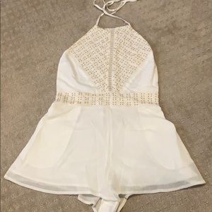 Never worn white and gold romper